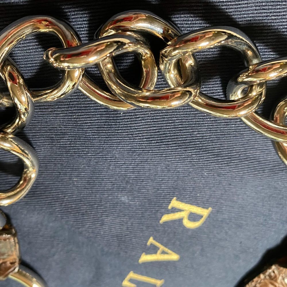 Ralph Lauren Made in Italy Alligator & Silver Tone Link O-Ring Tri-Strap Belt - Picture 9 of 10